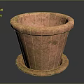 Pink Textured Flower Pot With Matching Saucer And Weathered Finish
