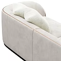 Modern Beige Curved Sofa With Soft Cushions And Elegant Wooden Base Design