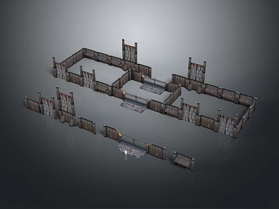 Scenic Ancient City Wall Ruins 3D Model Showcasing Historical Architectural Landscape Design 3d model