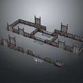 Scenic Ancient City Wall Ruins 3D Model Showcasing Historical Architectural Landscape Design