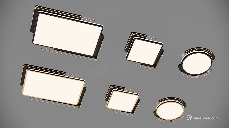 Modern LED Ceiling Lights With Sleek Design Square Round Shapes And Metal Frames 3d model 