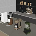 Modern Kitchen Countertop With Daily Electrical Appliances Coffee Maker And Blender