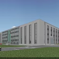Modern Industrial Factory Building With White Exterior And Large Glass Windows