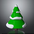 Green Decorative Tree With White Snowy Ornaments And Brown Trunk For Festive Holiday