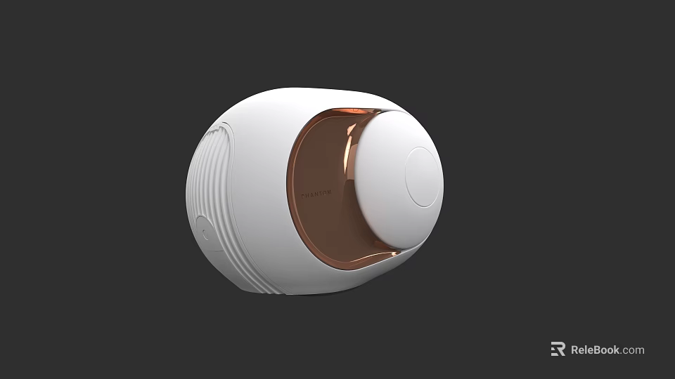 White Wireless Speaker With Copper Accents Modern Sleek Round Egg Shaped Design 3d model 