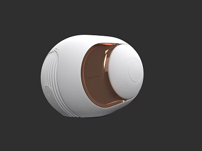 White Wireless Speaker With Copper Accents Modern Sleek Round Egg Shaped Design 3d model