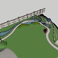 Garden Landscape Design With Winding Pathway Green Lawn Trees Water Features And White Wall