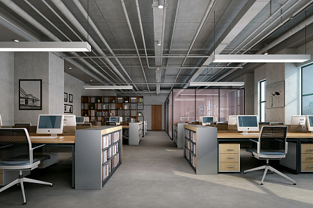 Industrial LOFT Public Office Area Office 3d model