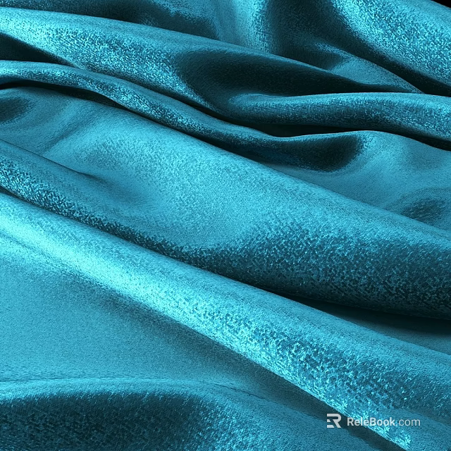 Premium Blue Silk Fabric Component With Smooth Glossy Wrinkle Texture 3d model 