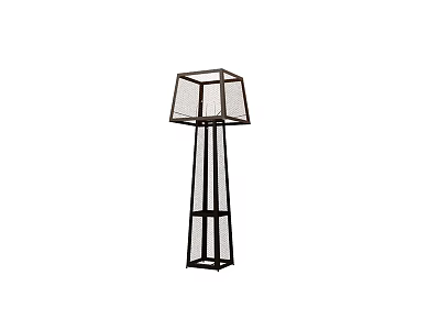 Modern Floor Lamp With Geometric Metal Frame And Square Shade Design 3d model