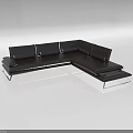Modern Black Leather L Shaped Sectional Sofa Set With Metal Legs 3d model