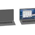 Silver Laptop Displaying Screen Keyboard And Back Logo In Multiple Angles Design 3d model