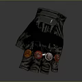Patterned Casual Shorts In Dark Gray Design With Red And Orange Decorative Patches