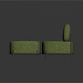 Modern Green Single Sofa with Velvet Fabric Ottoman and Black Metal Legs Design