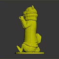 Otter Figure Wearing Blue Green Striped Sweater Orange Scarf Holding White Cup On Red Base