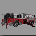 Red and White Fire Department Emergency Fire Truck With Extended Ladder