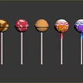 Colorful Decorated Lollipops With Various Patterns And Bright Colors On Sticks