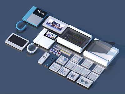 Various Electronic Devices Including Phone Tablet Printer And Control Modules 3d model
