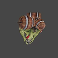 Game Movie Character Green Skin Orc Carrying Barrels On Back With Tattered Clothing