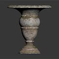 Decorative Stone Pedestal With Round Top And Tiered Rustic Base Design
