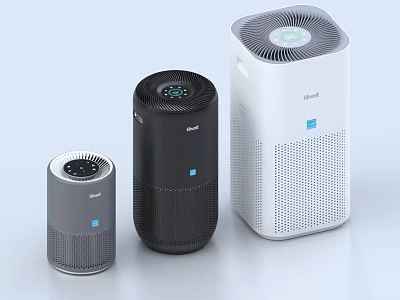 Basa Air Purifiers in Gray Black White with Different Sizes and Modern Design 3d model