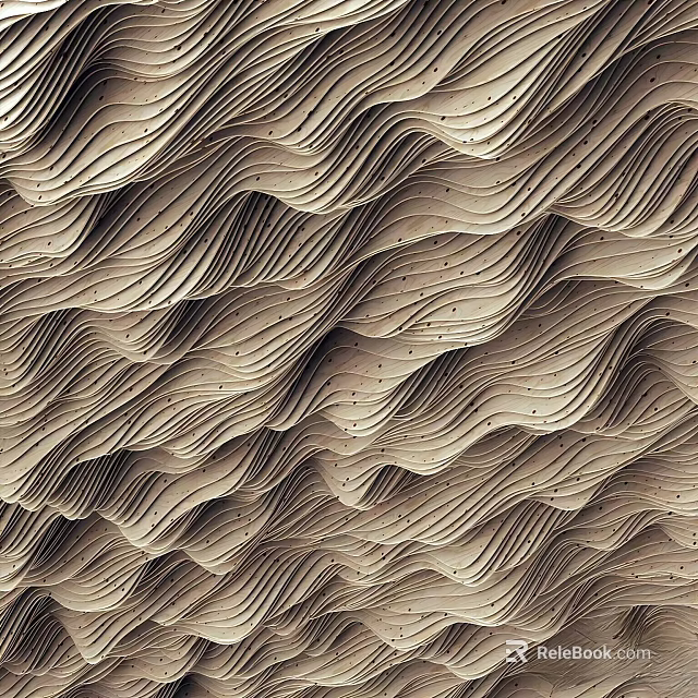 Intricate Wavy Textured Surface With Repeating Curved Lines And Dots 3d model 