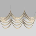 Elegant Beige Wavy Curved Ceiling Drapery Decorative Design On White Background