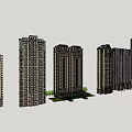 Various Modern High Rise Building Exteriors With Different Facade Designs And Structures 3d model
