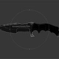 Modern Tactical Knife With Black Handle And Sharp Metal Blade