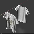 White T Shirts Hanging On Clothesline With Plant Print And Plain Design