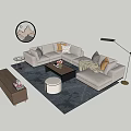 Modern Sofa Coffee Table Set With Side Table Throw Pillows Area Rug Floor Lamp 3d model