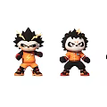 Game Movie Character Action Figures With Spiky Hair Fierce Expressions And Different Outfits