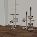Modern Cat Nest Cat Climbing Rack Cat Food 3d model