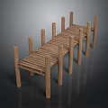 Wooden Outdoor Furniture Long Platform With Support Posts And Smooth Surface