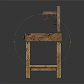 Wooden Functional Table With Drawers Upper Shelf Hanging Hooks And Lower Shelf