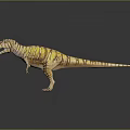 Realistic Tyrannosaurus Rex Dinosaur Model With Yellow Orange Stripes Standing On Gray Background
