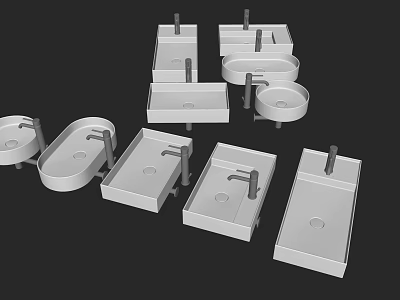 3D Washbasin Models in Various Shapes and Styles for Bathroom Design 3d model