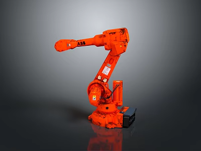 Orange ABB Robot With Mechanical Arm As Game Movie Character Design 3d model