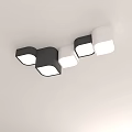 Modern Black And White Square Ceiling Lights With Multiple Units Stylish Design For Interior 3d model