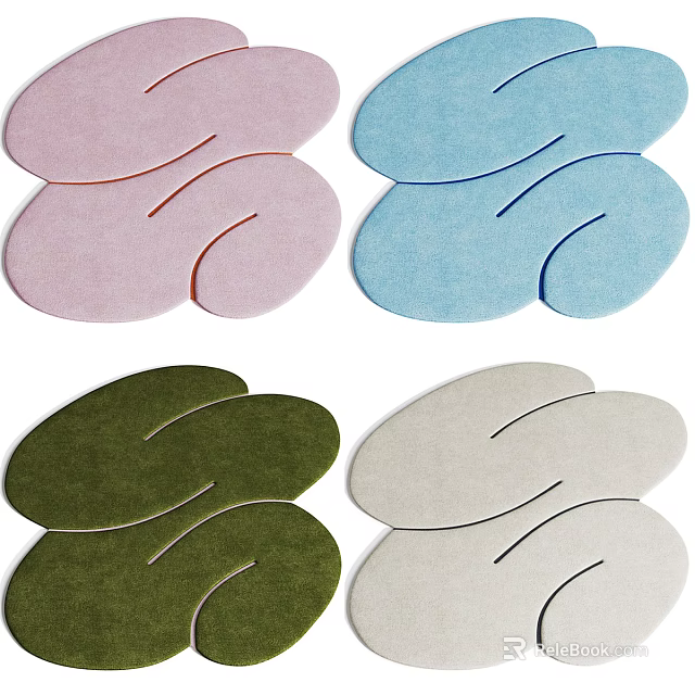 Unique Shaped Rugs In Soft Color Tones For Modern Home Decor 3d model 