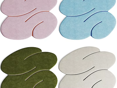 Unique Shaped Rugs In Soft Color Tones For Modern Home Decor 3d model