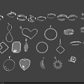 Elegant Stylish Jewelry Collection With Heart Shaped Pendants Round Rings Intricate Designs And Shiny Details