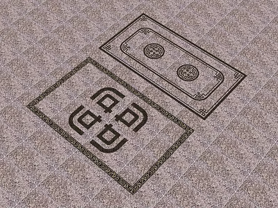 Intricate Square Carvings With Symbol Patterns On Tiled Floor Decorative Design 3d model