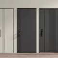 Three Modern Security Doors With White Gray Black Colors Panel Designs And Safety Locks
