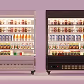 Two Commercial Refrigerated Display Freezers Filled With Various Beverages And Foods