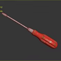 Red Handle Screwdriver With Metal Shaft And Reflective Surface On Dark Background