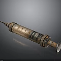 Vintage Metal Medical Syringe With Calibrated Scale And Sharp Needle