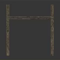 Natural Rustic Wooden Bridge Structure With Railings And Support Posts