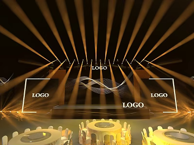 stage dance black gold 3d model