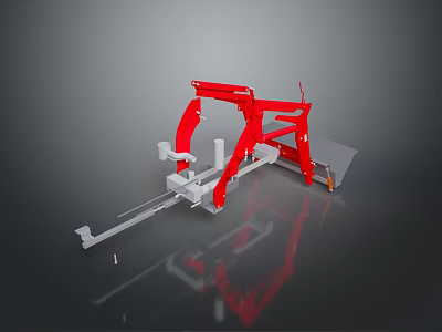 Utility Vehicle With Red Mechanical Arm And Metal Work Platform Design 3d model